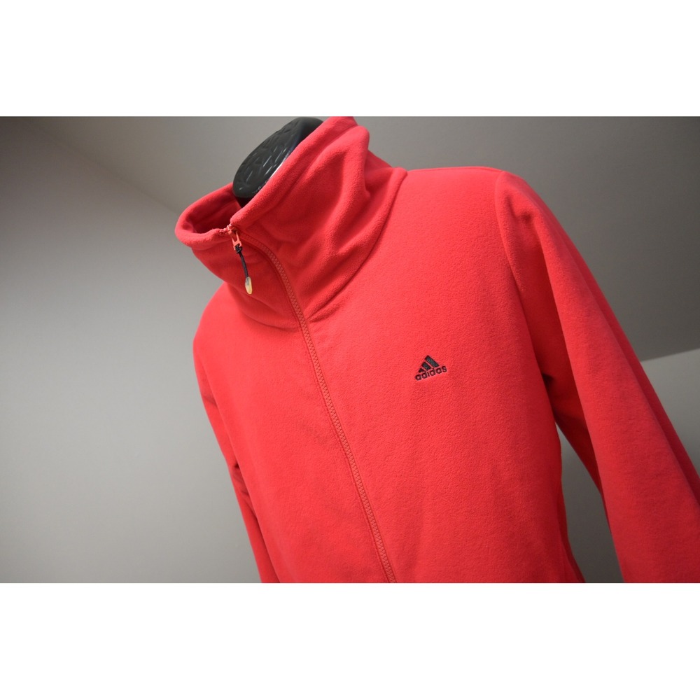 Adidas Fleece Jacket Women XL Red Excellent‎ Full Zip Funnel Neck Sporty